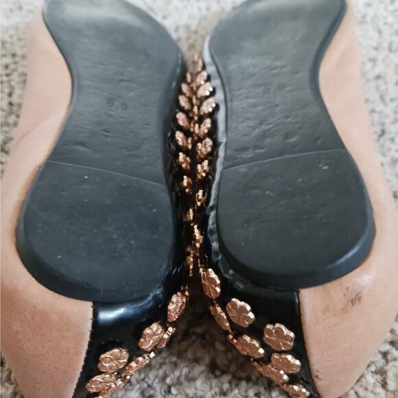 Jeffrey Campbell Ibiza Gold Studded Flats Size 8.5 Handmade Slip On Flower - Picture 11 of 11
